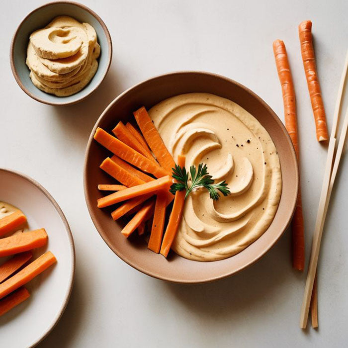 Carrot & cucumber + hummus