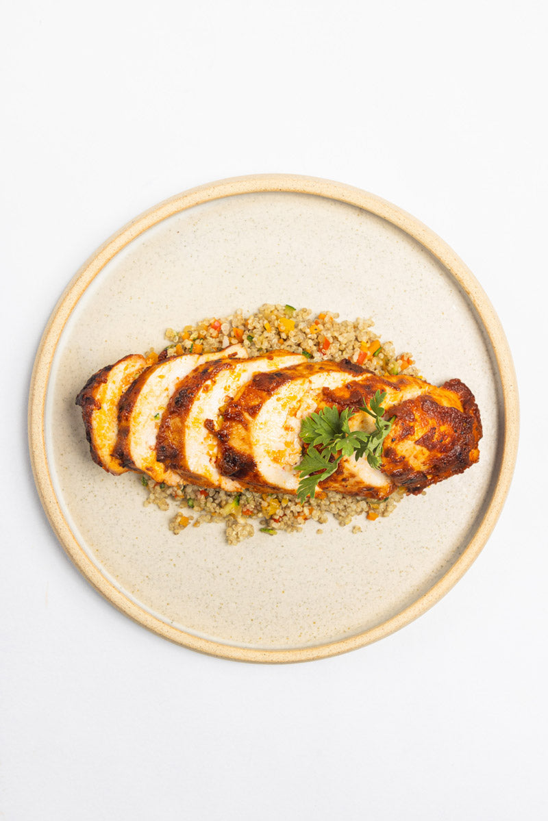 Stuffed Chicken with Veggies on a Bed of Quinoa