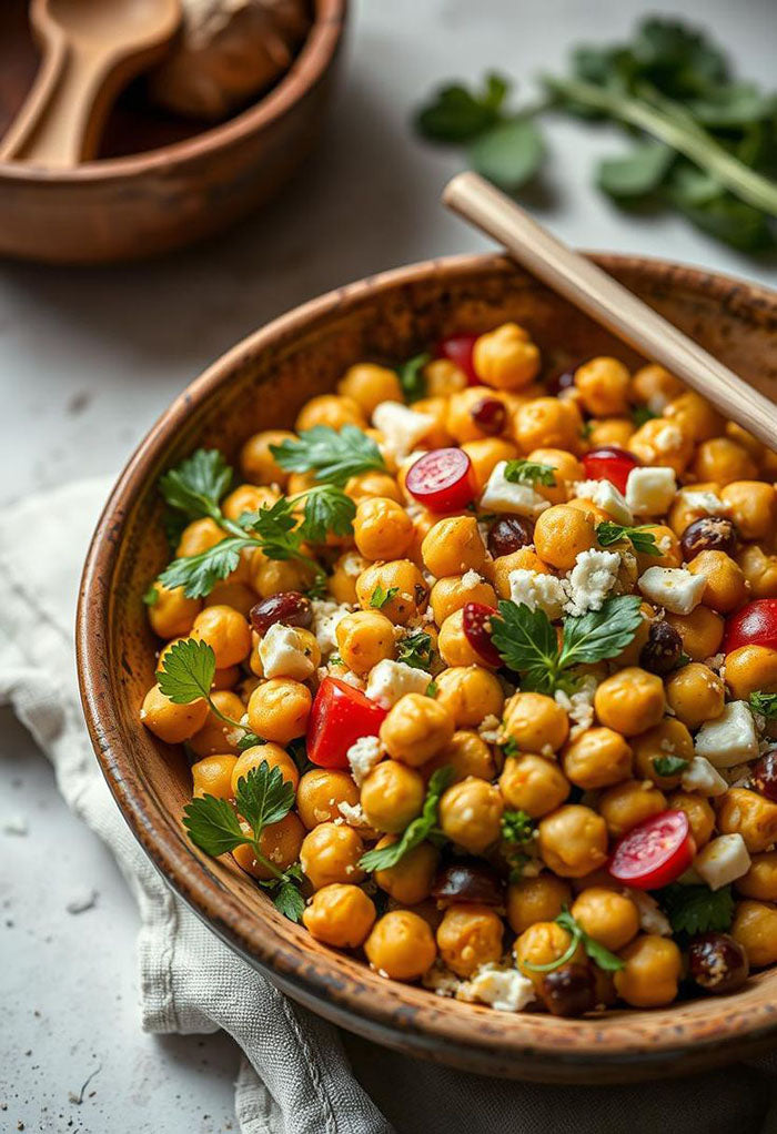 Warm chickpea vegetable salad